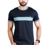 Generic Men's Casual Cotton Printed Round Neck Half Sleeve T-Shirt (Black)