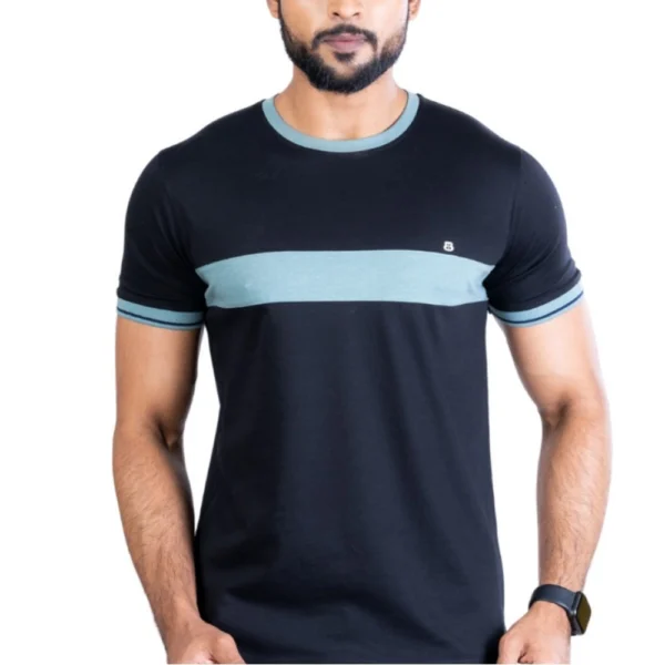 Generic Men's Casual Cotton Printed Round Neck Half Sleeve T-Shirt (Black)