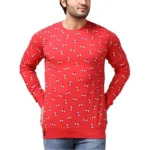Generic Men's Casual Cotton Printed Round Neck Full Sleeve T-Shirt (Red)