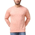 Generic Men's Casual Cotton Printed Round Neck Full Sleeve Sweat T-Shirt (Peach)