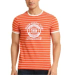 Men's Rust Round Neck Printed Cotton T-Shirt