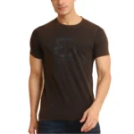 Generic Men's Casual Cotton Printed Round Neck Half Sleeve T-Shirt (Brown)