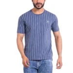 Generic Men's Casual Cotton Printed Round Neck Half Sleeve T-Shirt (Blue)