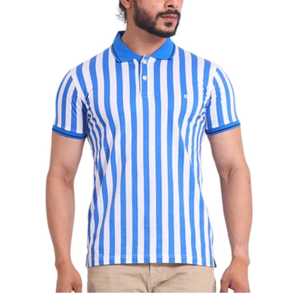 Generic Men's Casual Cotton Printed Polo Neck Half Sleeve T-Shirt (White)