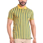 Generic Men's Casual Cotton Printed Polo Neck Half Sleeve T-Shirt (Mustard)