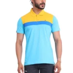 Generic Men's Casual Cotton Printed Polo Neck Half Sleeve T-Shirt (Skyblue)