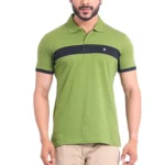 Generic Men's Casual Cotton Printed Polo Neck Half Sleeve T-Shirt (Green)