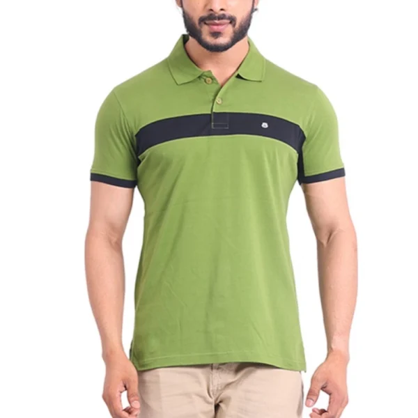 Generic Men's Casual Cotton Printed Polo Neck Half Sleeve T-Shirt (Green)