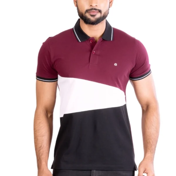 Generic Men's Casual Cotton Printed Polo Neck Half Sleeve T-Shirt (Multicolor)