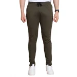 NariHaat Men's Olive Striped Cotton Track Pants