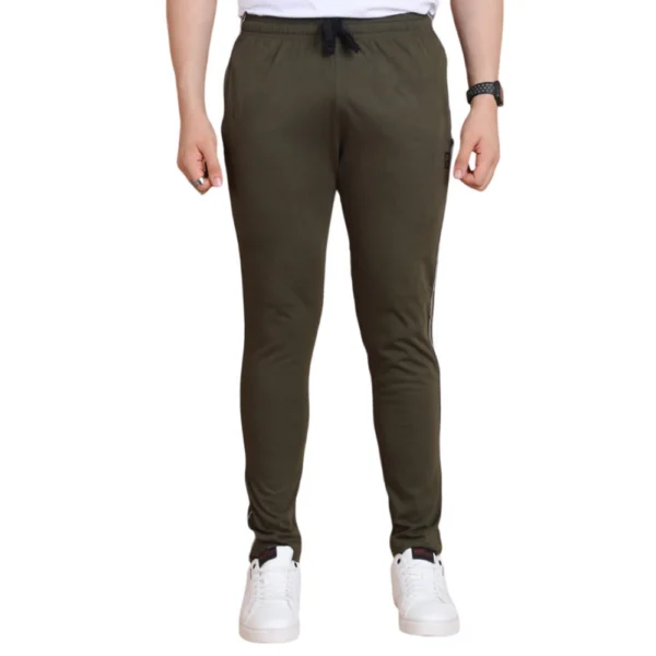 NariHaat Men's Olive Striped Cotton Track Pants