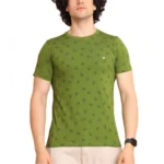 Generic Men's Casual Cotton Printed Round Neck Half Sleeve T-Shirt (Green)