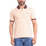 Generic Men's Casual Cotton Printed Polo Neck Half Sleeve T-Shirt (Peach)