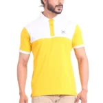 Generic Men's Casual Cotton Printed Polo Neck Half Sleeve T-Shirt (Yellow)