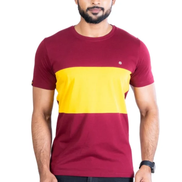 Generic Men's Casual Cotton Printed Round Neck Half Sleeve T-Shirt (Maroon)