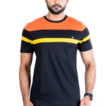 Black Men's Casual Cotton Printed Round Neck T-Shirt