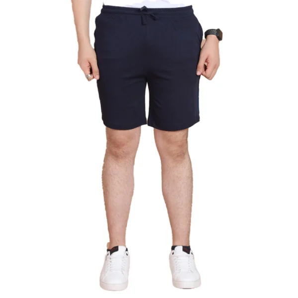 Men's Navy Cotton Striped Above Knee Shorts