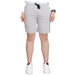 Men's Greymelange Cotton Striped Above Knee Shorts