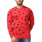 Generic Men's Casual Cotton Printed Round Neck Full Sleeve T-Shirt (Red)