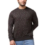 Generic Men's Casual Cotton Printed Round Neck Full Sleeve Sweat T-Shirt (Black)