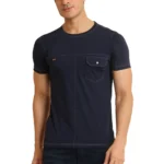 Generic Men's Casual Cotton Solid Round Neck Half Sleeve T-Shirt (Navy)