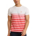 Men's Red Round Neck Printed Cotton T-Shirt