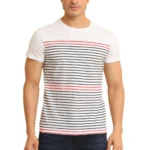 White Men's Printed Round Neck Half Sleeve T-Shirt