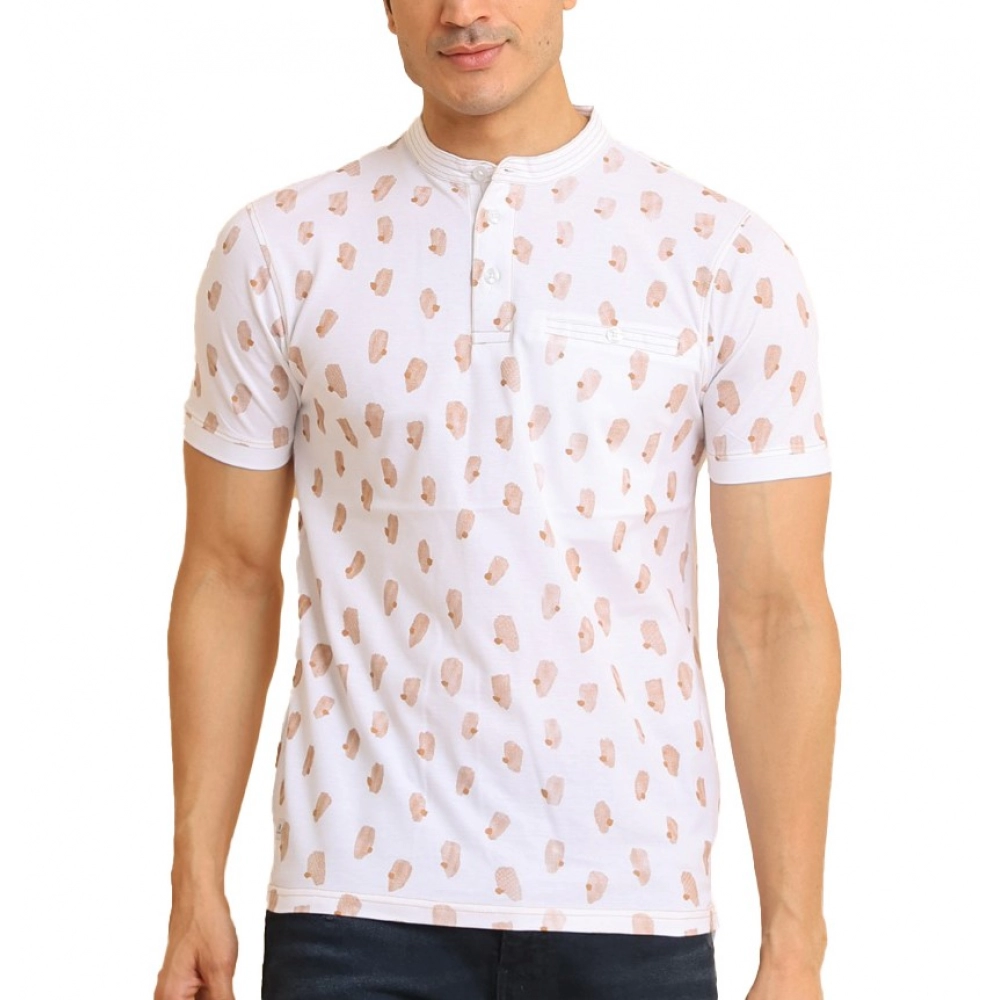 53989653878_a984a6274b_o_d-1000x1000-1.webp Generic Men's Casual Cotton Printed Mandarin Collar Half Sleeve T-Shirt (White) - Image 1