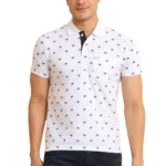 Generic Men's Casual Cotton Printed Polo Neck Half Sleeve T-Shirt (White)