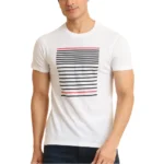 Generic Men's Casual Cotton Printed Round Neck Half Sleeve T-Shirt (White)