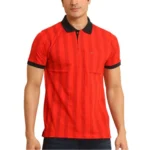Red Men's Casual Printed Polo Neck T-Shirt