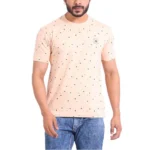 Men's Peach Printed T-shirt