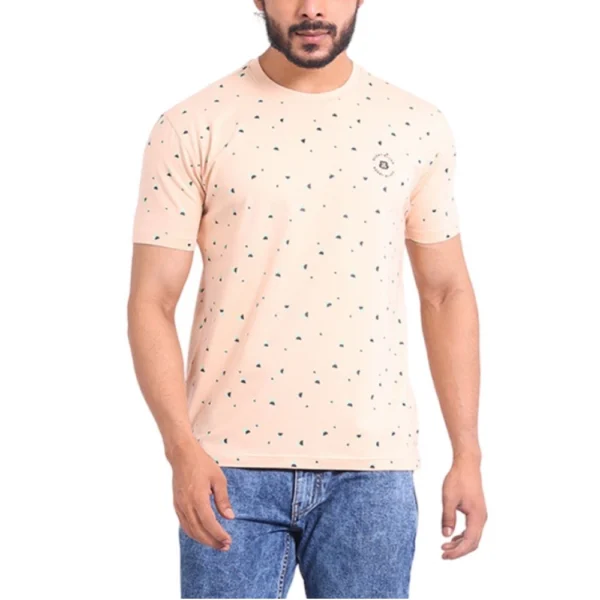 Men's Peach Printed T-shirt