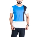 Men's Blue Casual Cotton Printed Round Neck Half Sleeve T-Shirt