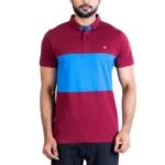 Generic Men's Casual Cotton Printed Polo Neck Half Sleeve T-Shirt (Maroon)