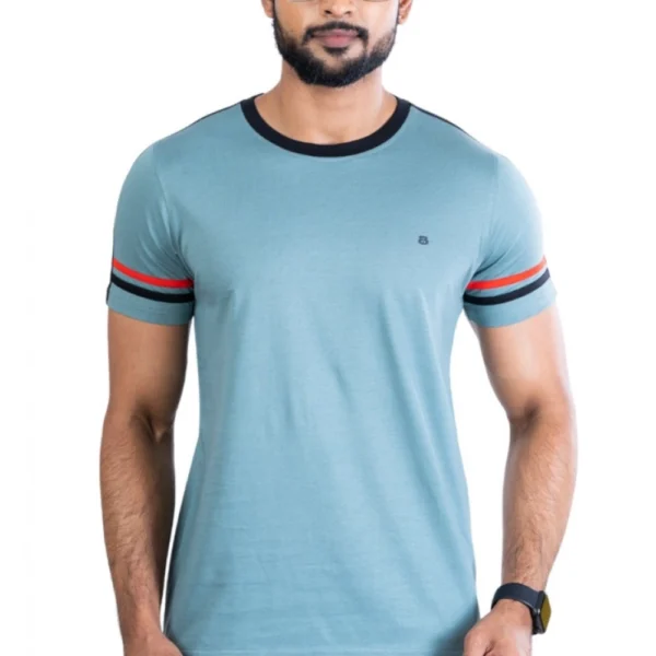 Men's Grey Casual Cotton Printed Round Neck Half Sleeve T-Shirt