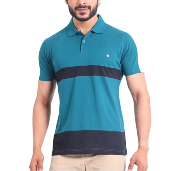 Generic Men's Casual Cotton Printed Polo Neck Half Sleeve T-Shirt (Green)