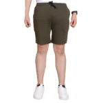Men's Olive Cotton Striped Above Knee Shorts