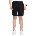 Men's Black Cotton Striped Above Knee Shorts