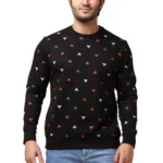 Generic Men's Casual Cotton Printed Round Neck Full Sleeve Sweat T-Shirt (Black)