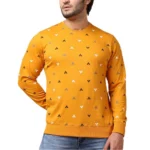 Generic Men's Casual Cotton Printed Round Neck Full Sleeve Sweat T-Shirt (Mustard)