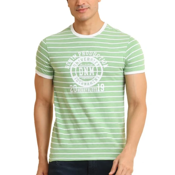 Generic Men's Casual Cotton Printed Round Neck Half Sleeve T-Shirt (LightGreen)