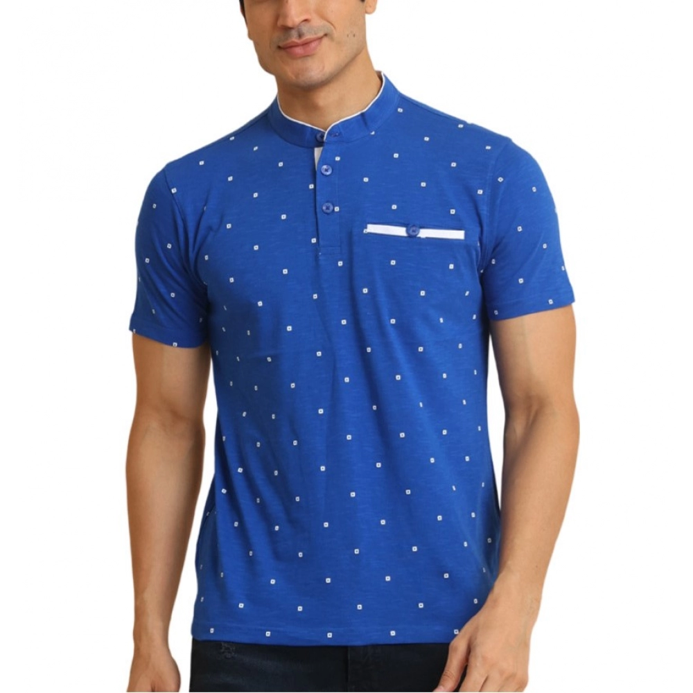 53989734784_20f41f5a0e_o_d-1000x1000-1.webp Generic Men's Casual Cotton Printed Mandarin Collar Half Sleeve T-Shirt (Blue) - Image 1