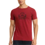 Generic Men's Casual Cotton Printed Round Neck Half Sleeve T-Shirt (Maroon)