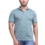 Generic Men's Casual Cotton Printed Polo Neck Half Sleeve T-Shirt (Grey)