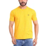 Generic Men's Casual Cotton Printed Round Neck Half Sleeve T-Shirt (Mustard)