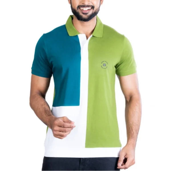 Generic Men's Casual Cotton Printed Polo Neck Half Sleeve T-Shirt (Multicolor)