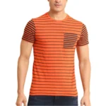 Generic Men's Casual Cotton Printed Round Neck Half Sleeve T-Shirt (Rust)