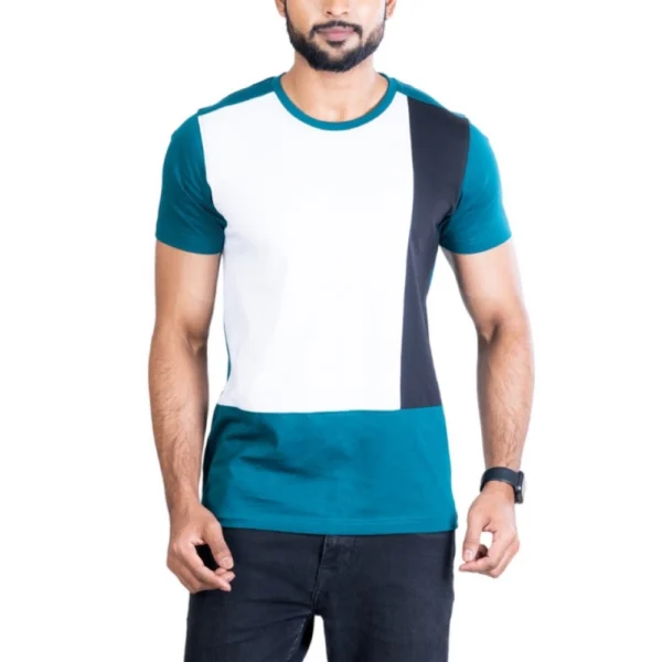 Men's Green Casual Cotton Printed Round Neck Half Sleeve T-Shirt