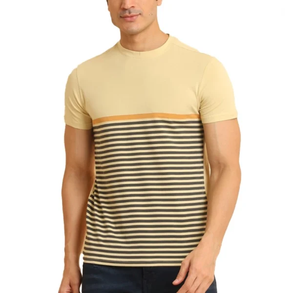 Men's Brown Round Neck Printed Cotton T-Shirt
